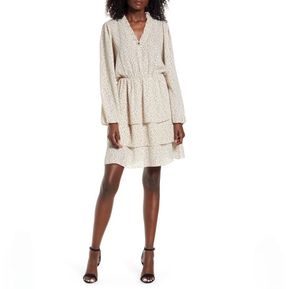 Aware by Vero Moda Women’s Kanya V-Neck Long Sleeve Minidress‎ Cream Size XS